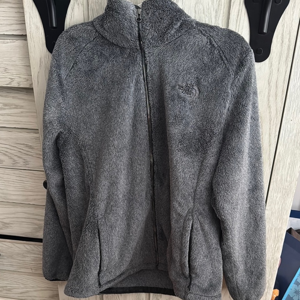 The North Face Gray Teddy Jacket Plush Fleece Zip Up